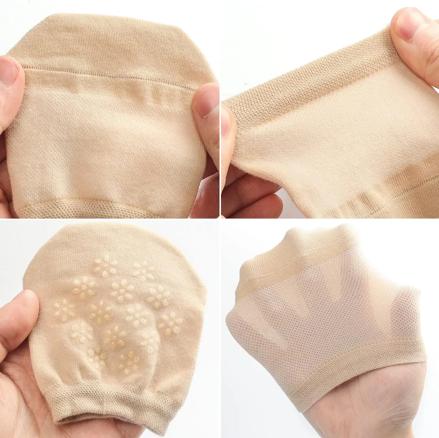 Toe Toppers No Show Liner Half Socks for Women Seamless Grip Non Slip Hidden Toe Covers for Mules 4/8 Pairs