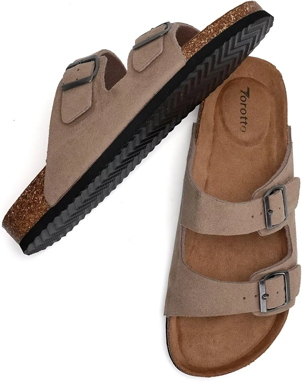 Torotto Womens Slides with Cork Footbed Open Toe Adjustable Webbing Flat Sandals for Walking | Beach | Indoor