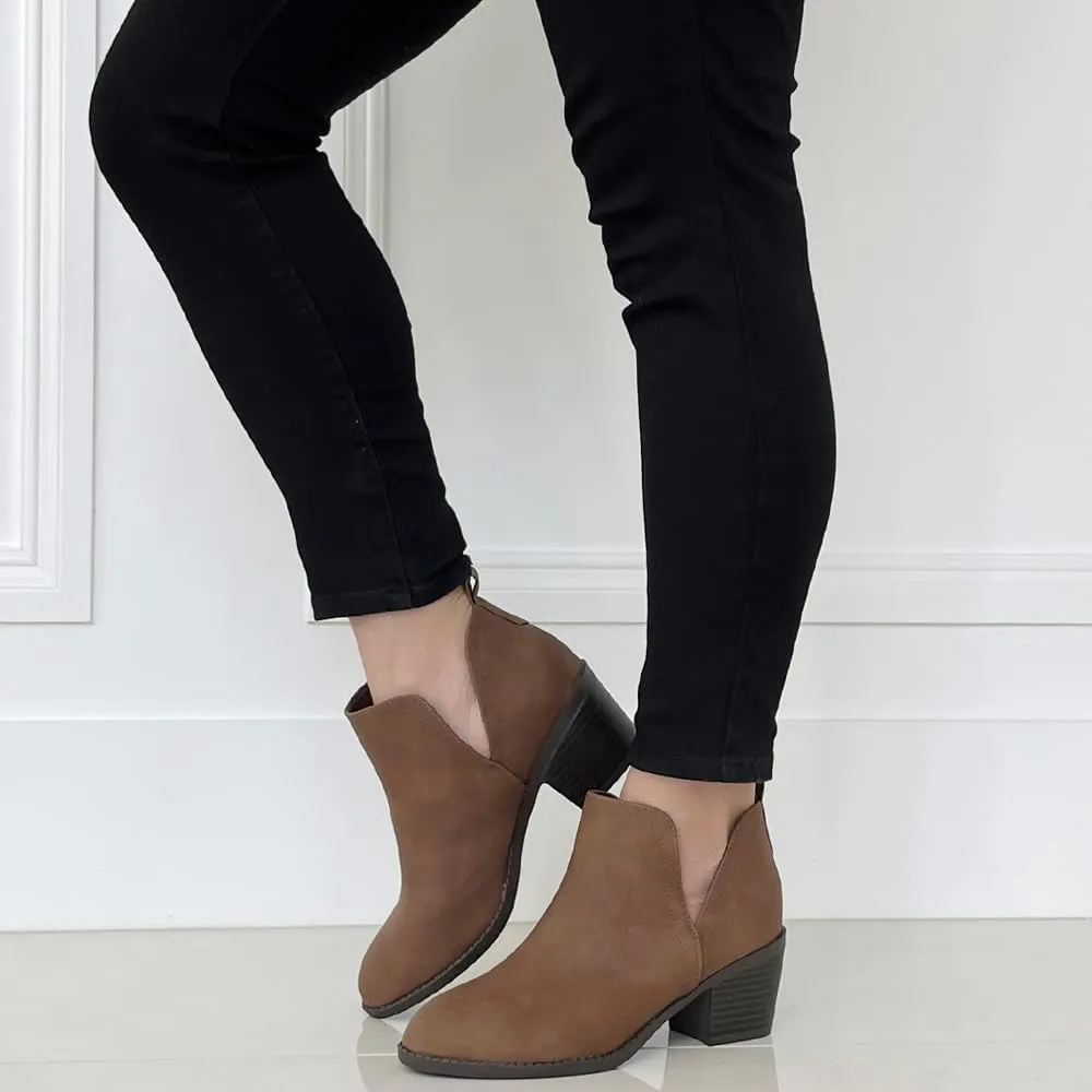 TRENDSUP Ankle Boots for Women Chelsea Square Toe Chunky Low Heel Booties Comfortable Slip on Short Boots
