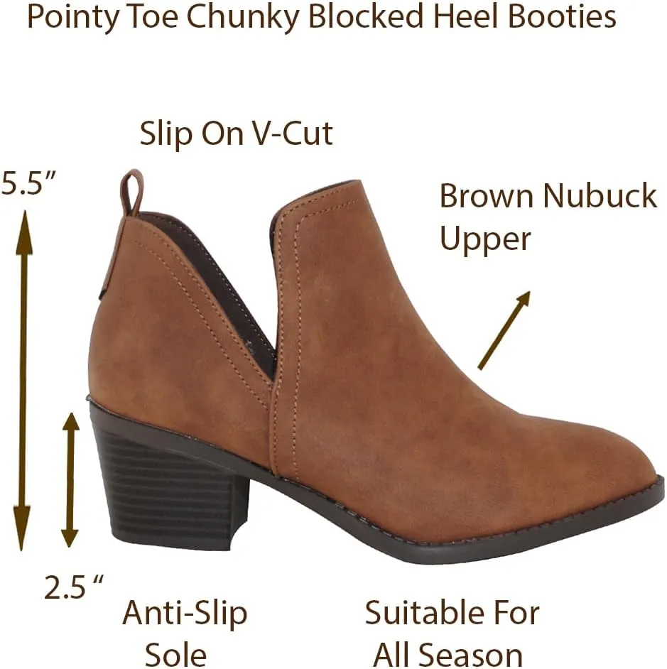 TRENDSUP Ankle Boots for Women Chelsea Square Toe Chunky Low Heel Booties Comfortable Slip on Short Boots