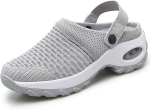 Trsorini Mules Clogs for Women Summer Air Cushion Platform Mesh Mules Sneaker Sandals for Female Lightweight Beach Shoes Outdoor Slippers Walking Shoes