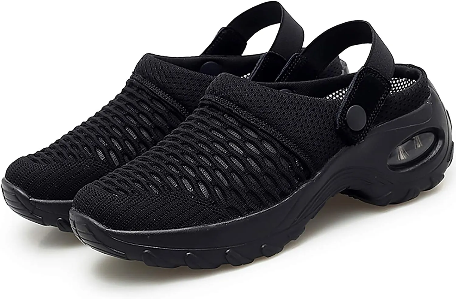 Trsorini Mules Clogs for Women Summer Air Cushion Platform Mesh Mules Sneaker Sandals for Female Lightweight Beach Shoes Outdoor Slippers Walking Shoes