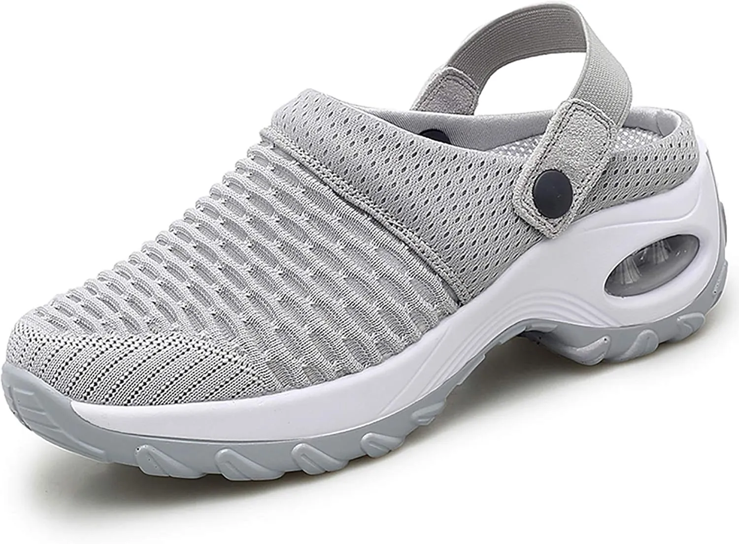 Trsorini Mules Clogs for Women Summer Air Cushion Platform Mesh Mules Sneaker Sandals for Female Lightweight Beach Shoes Outdoor Slippers Walking Shoes