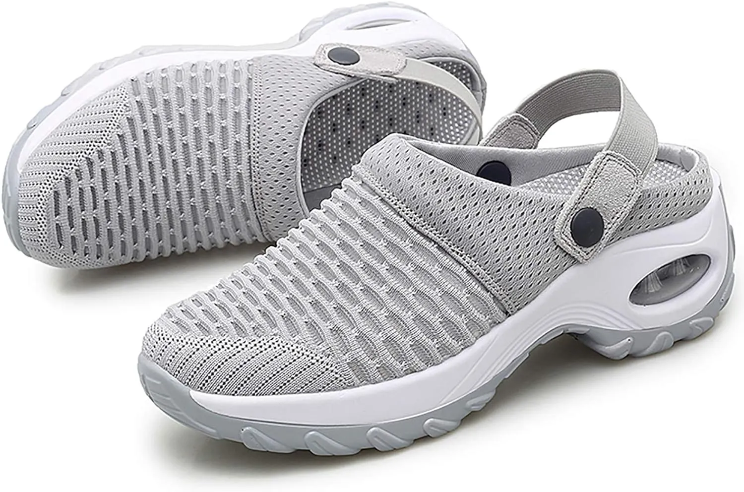 Trsorini Mules Clogs for Women Summer Air Cushion Platform Mesh Mules Sneaker Sandals for Female Lightweight Beach Shoes Outdoor Slippers Walking Shoes