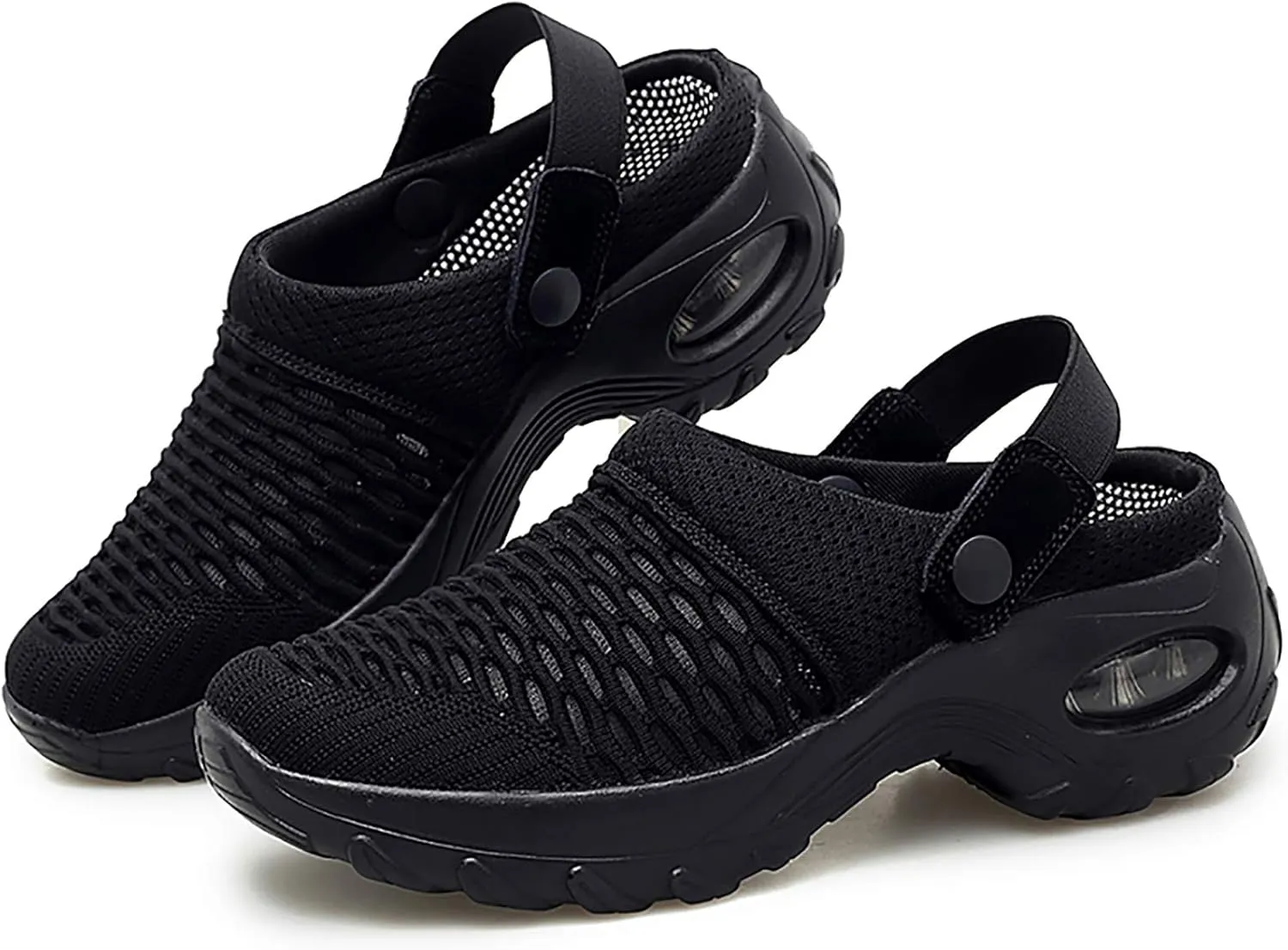 Trsorini Mules Clogs for Women Summer Air Cushion Platform Mesh Mules Sneaker Sandals for Female Lightweight Beach Shoes Outdoor Slippers Walking Shoes