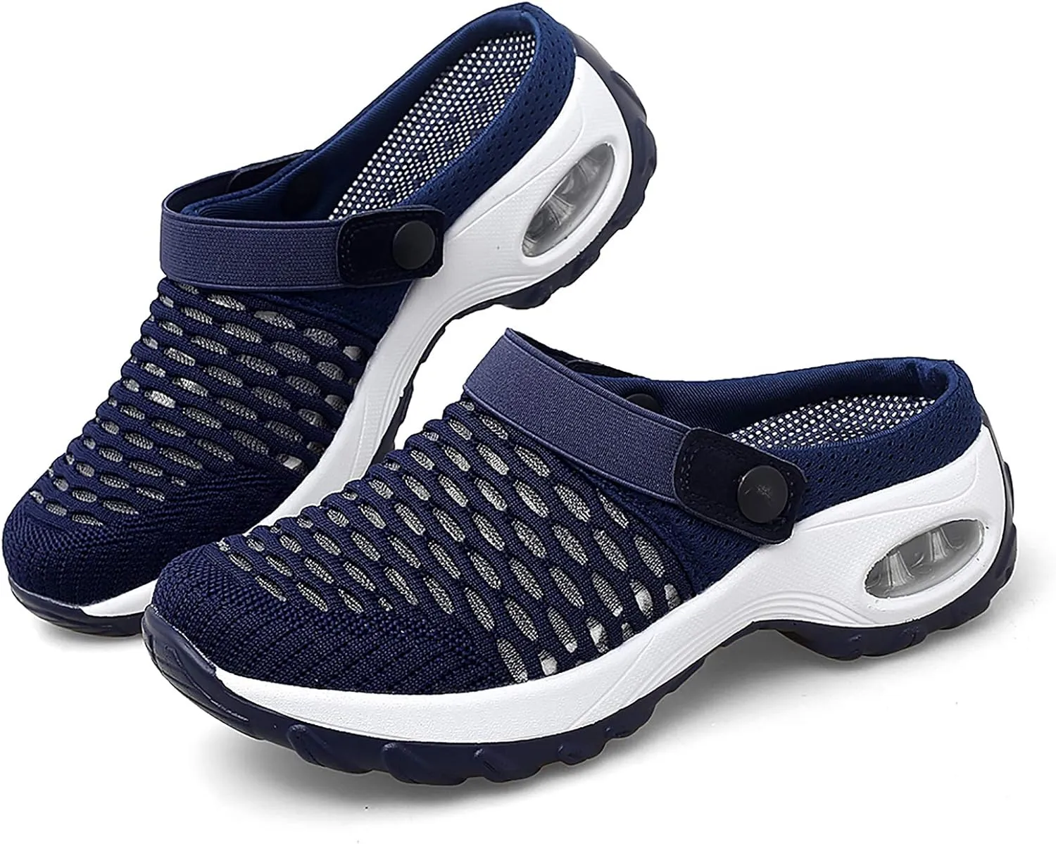 Trsorini Mules Clogs for Women Summer Air Cushion Platform Mesh Mules Sneaker Sandals for Female Lightweight Beach Shoes Outdoor Slippers Walking Shoes