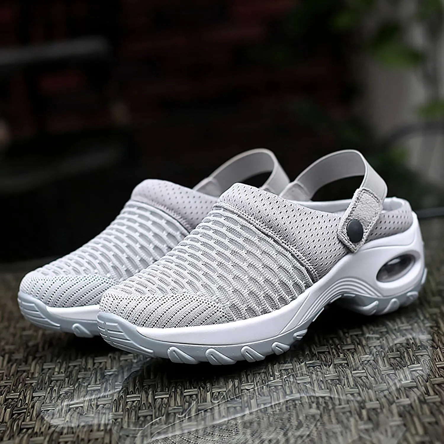 Trsorini Mules Clogs for Women Summer Air Cushion Platform Mesh Mules Sneaker Sandals for Female Lightweight Beach Shoes Outdoor Slippers Walking Shoes