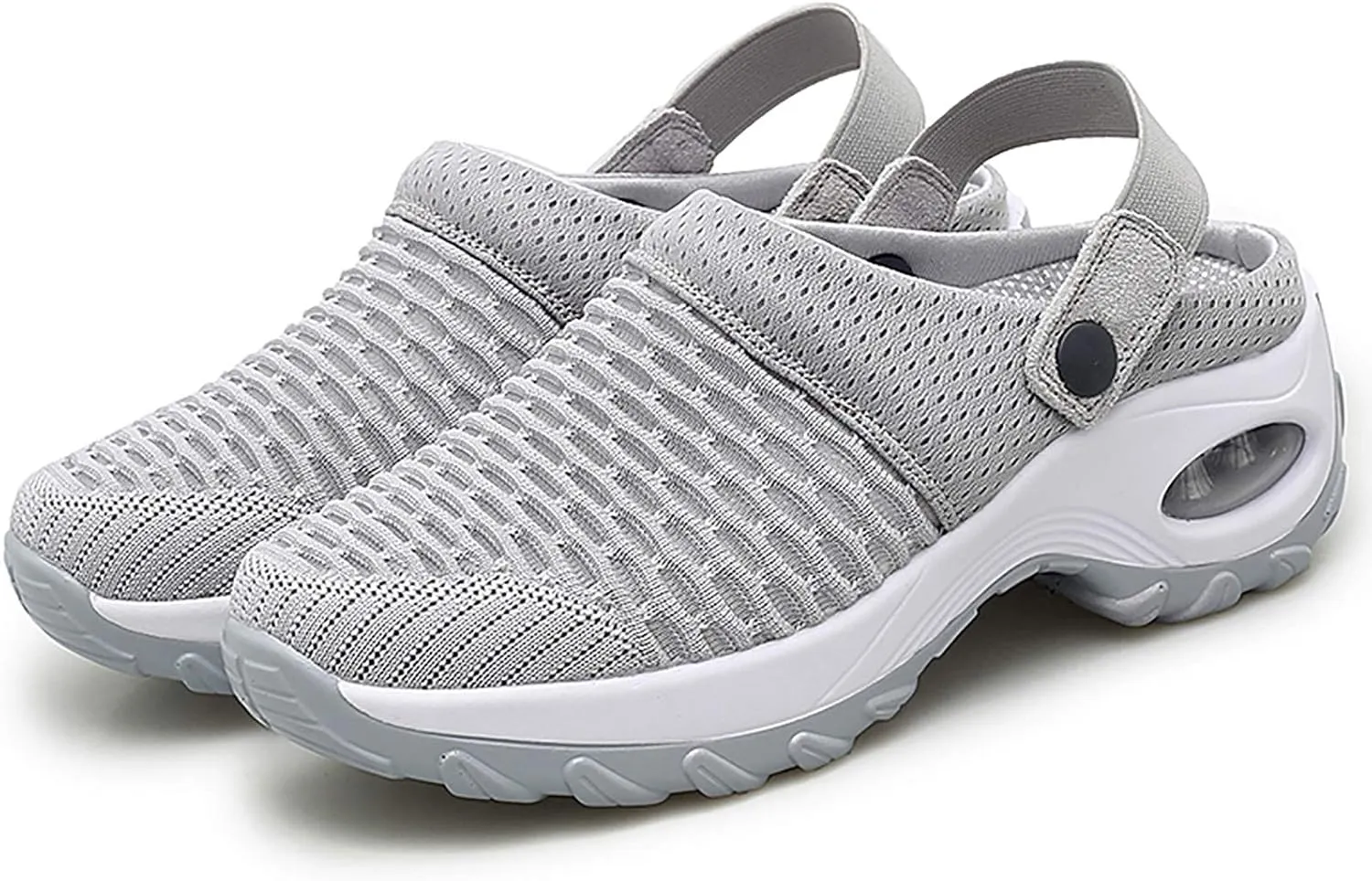 Trsorini Mules Clogs for Women Summer Air Cushion Platform Mesh Mules Sneaker Sandals for Female Lightweight Beach Shoes Outdoor Slippers Walking Shoes