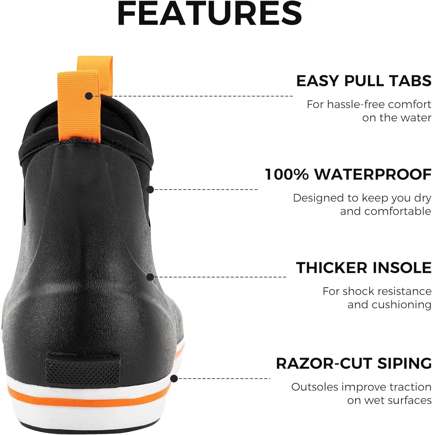 Ubon Women's Ankle Rain Boots, Waterproof Rubber Deck Boots, Short Garden Shoes Non Slip