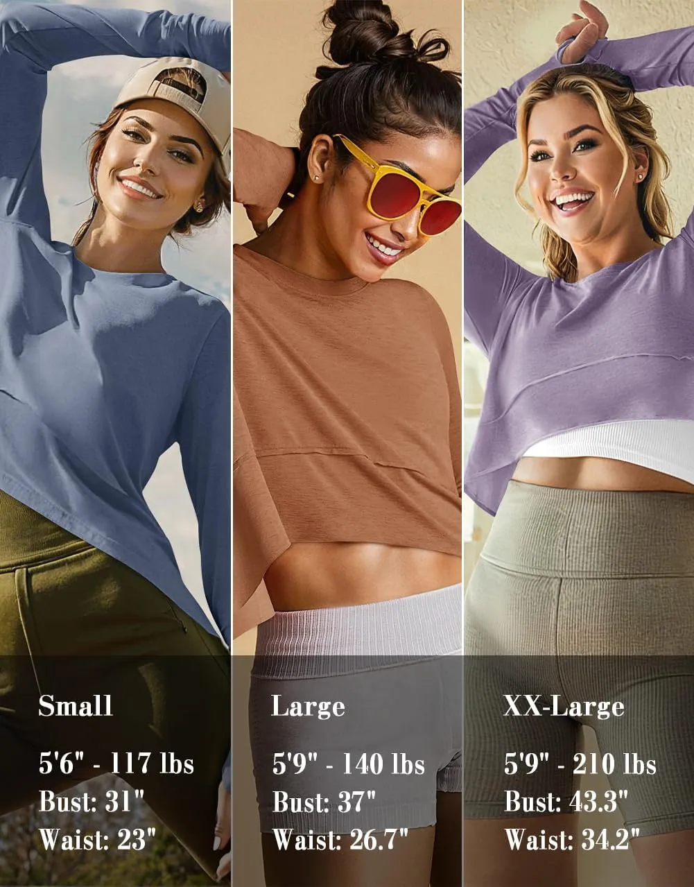UEU Women's Crop Tops for Yoga Workout Athletic, Ice Cool Feeling Long Sleeves Shirts, Flowy Split Side Slit Oversized