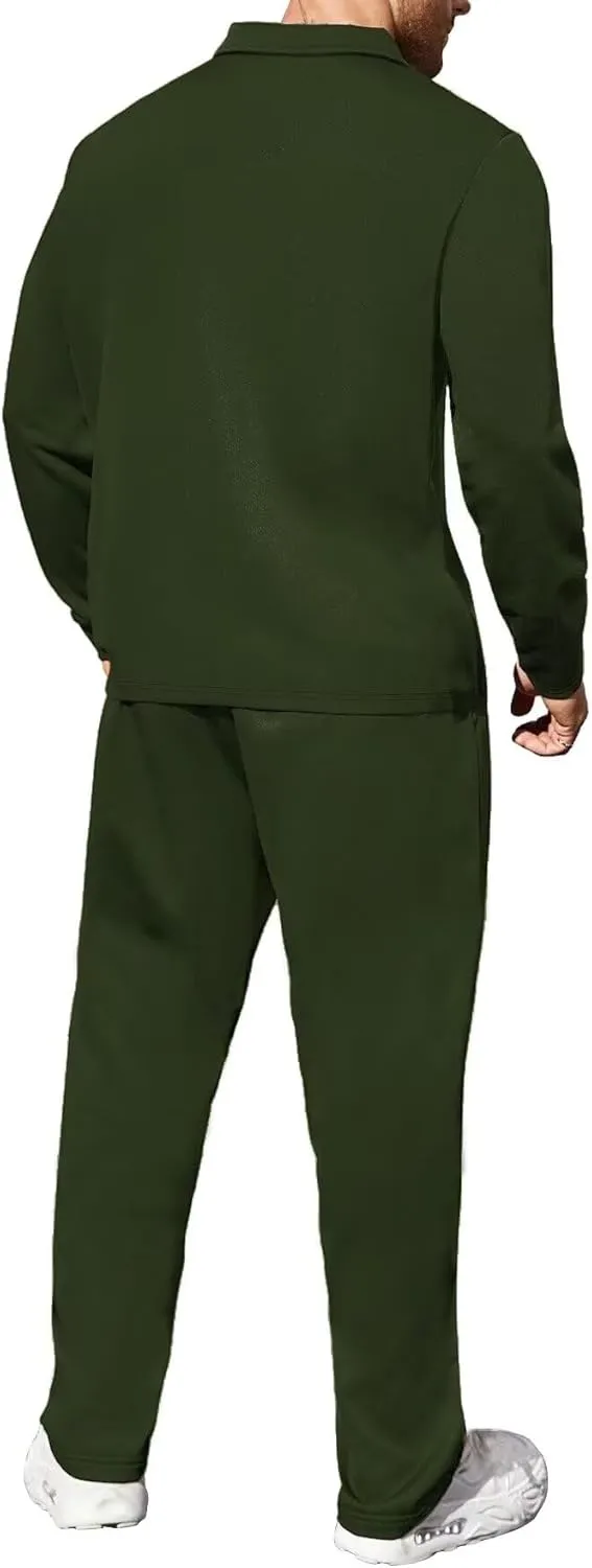 Uni Clau Mens Tracksuits 2 Piece Set Casual Jogging Suits Long Sleeve Polo Shirt and Sweatpants Athletic Sweatsuits