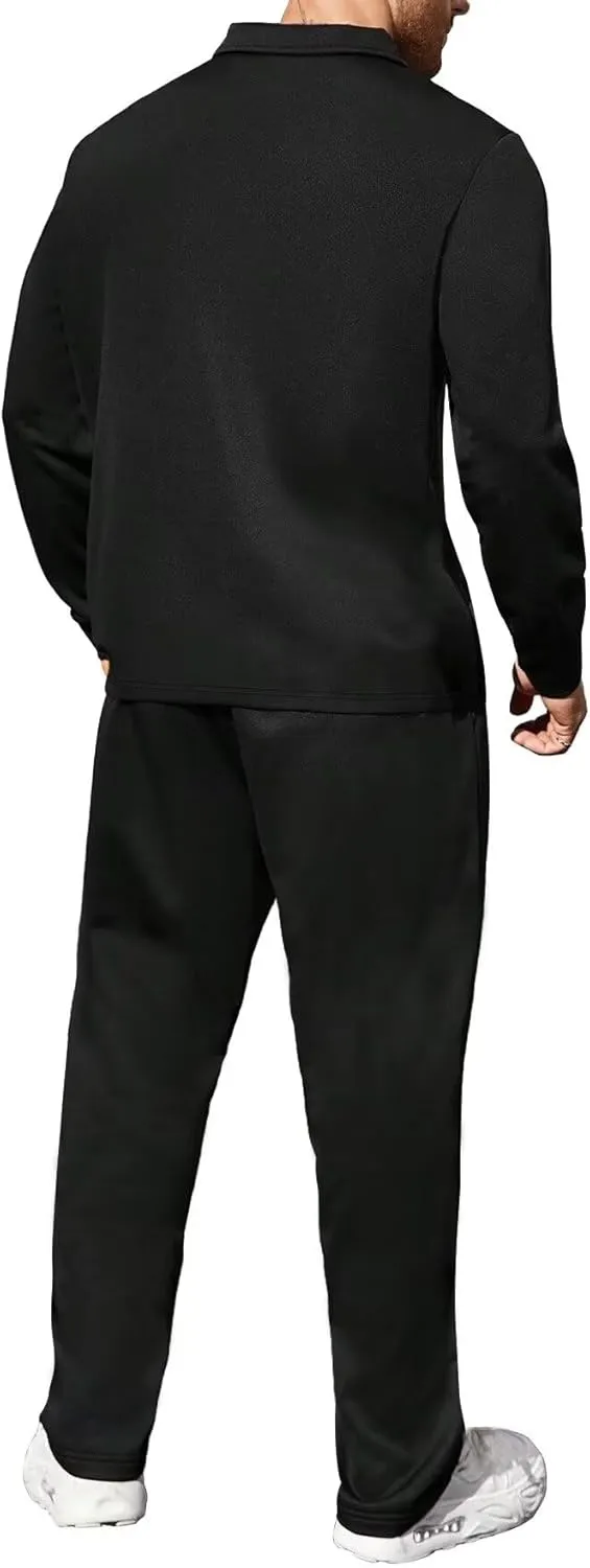 Uni Clau Mens Tracksuits 2 Piece Set Casual Jogging Suits Long Sleeve Polo Shirt and Sweatpants Athletic Sweatsuits