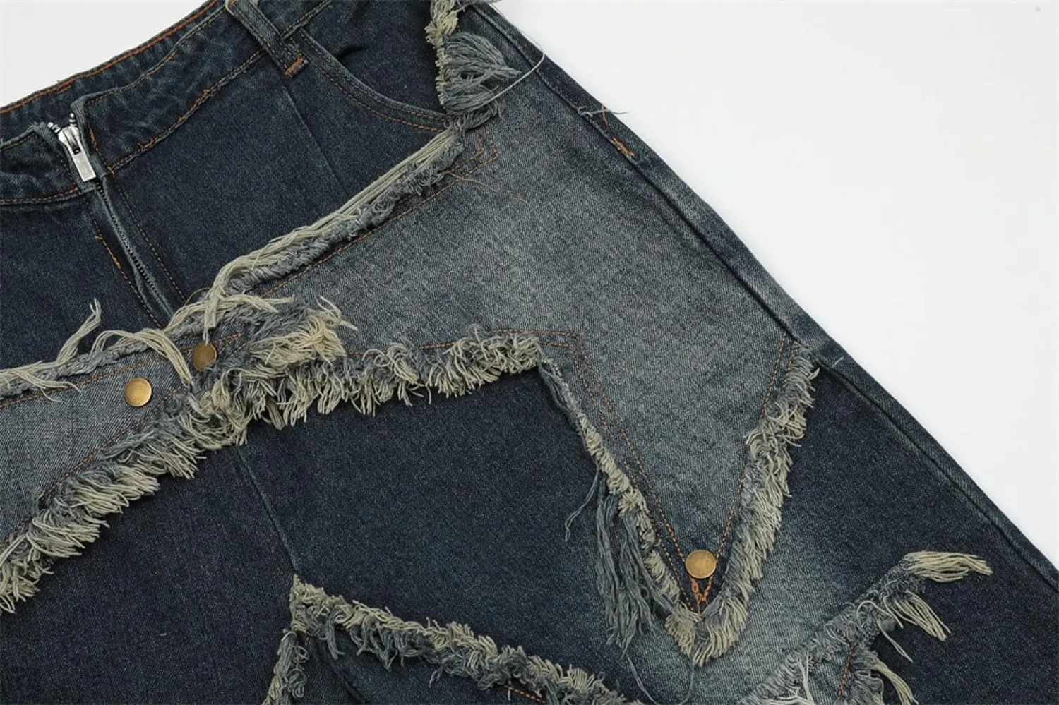 Unisex Y2k Jorts Women Baggy Star Denim Shorts Casual Patchwork Wide Leg Jeans Y2k Streetwear