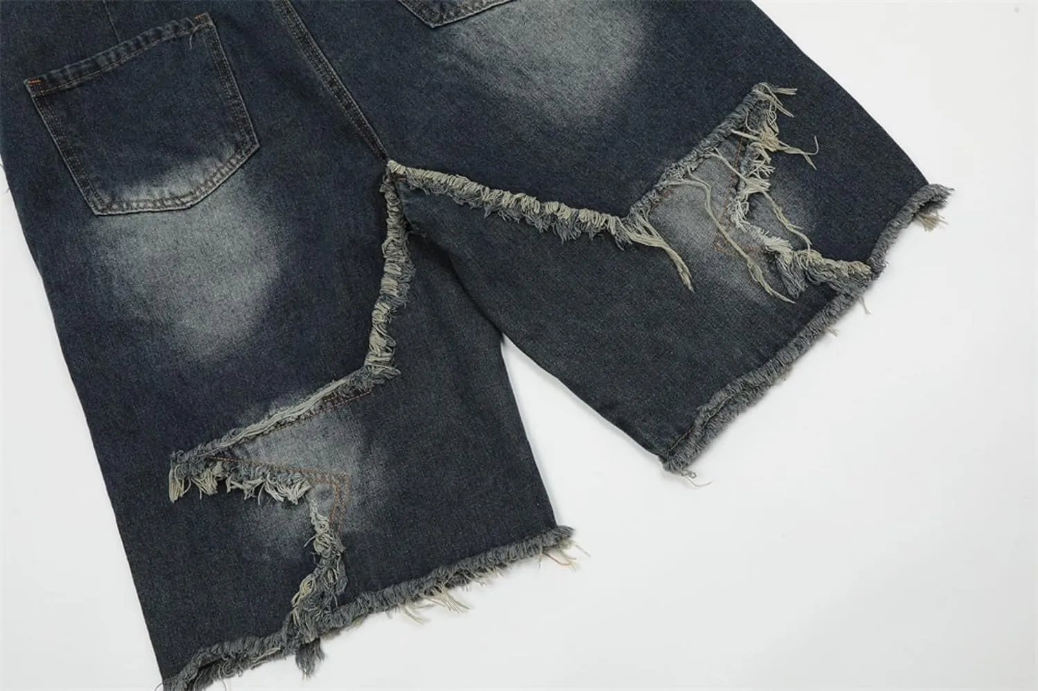 Unisex Y2k Jorts Women Baggy Star Denim Shorts Casual Patchwork Wide Leg Jeans Y2k Streetwear