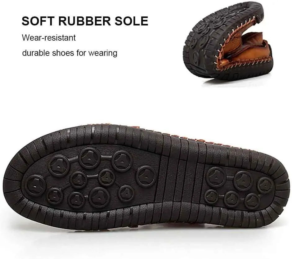UPIShi Mens Closed Toe Casual Leather Strap Athletic Beach Outdoor Adjustable Sandals Fisherman Shoes