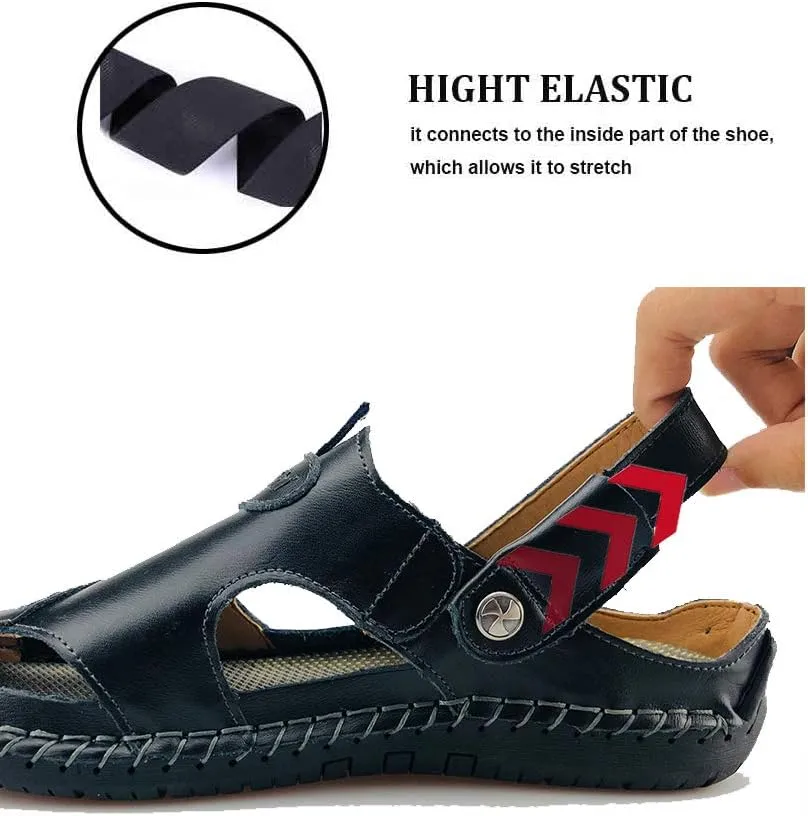 UPIShi Mens Closed Toe Casual Leather Strap Athletic Beach Outdoor Adjustable Sandals Fisherman Shoes