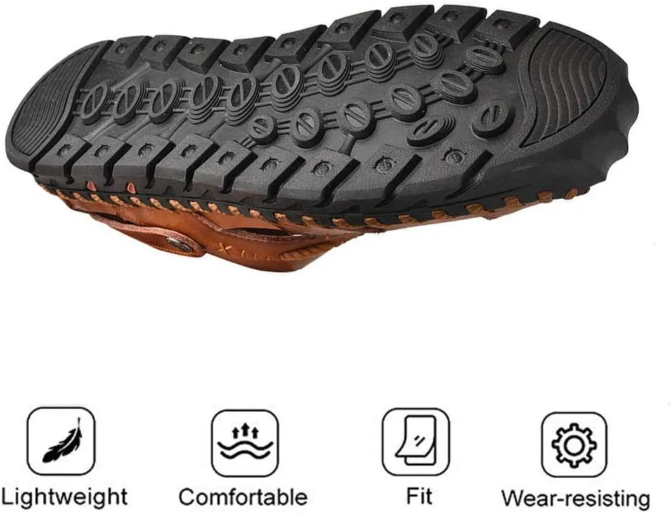 UPIShi Men's Closed Toe Leather Casual Fisherman Stitching Slippers Beach Summer Sandals