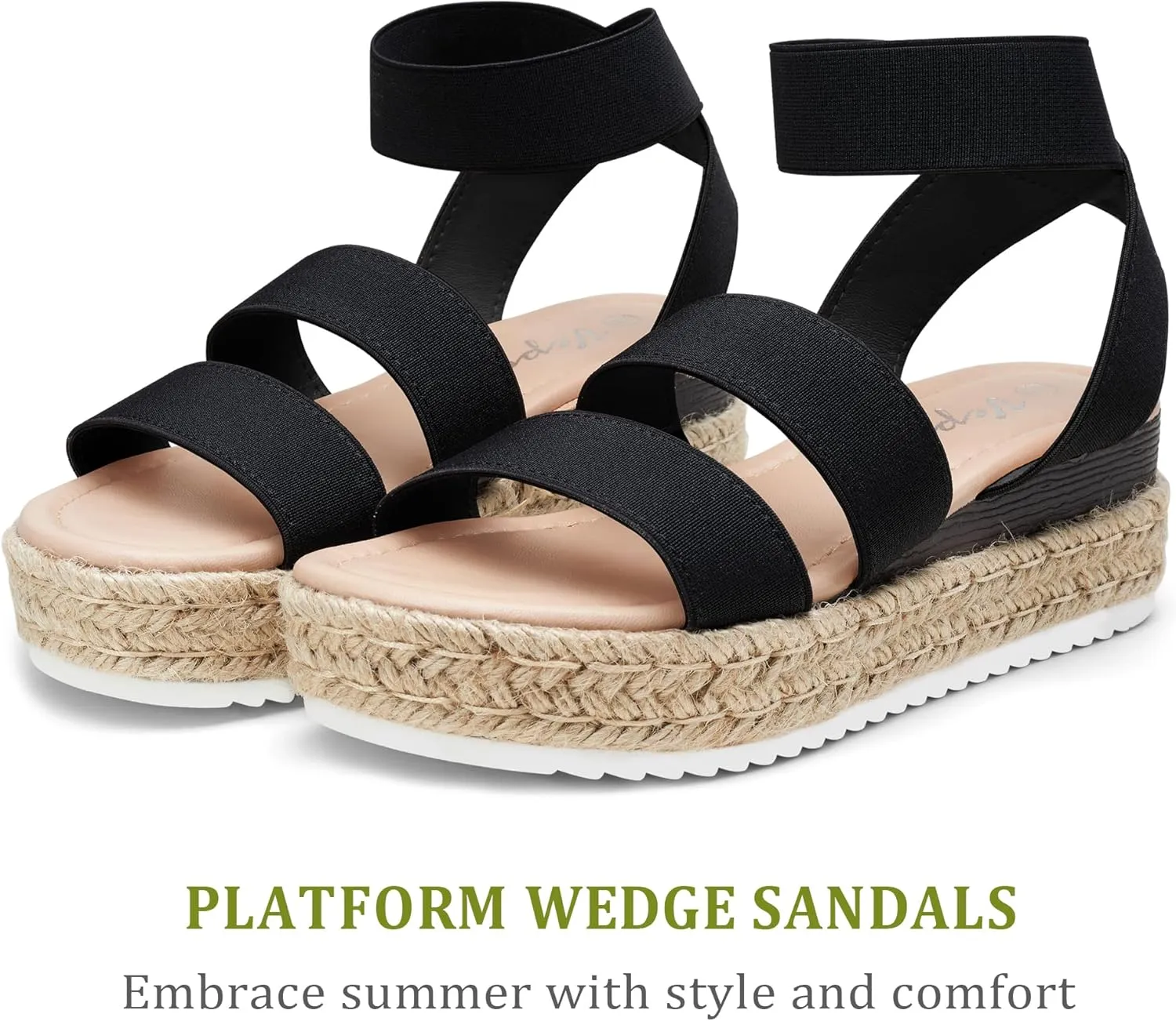 Vepose Women's 876 Cute Platform Wedge Sandals Open Toe, Espadrilles Sandals with Double Elastic Strap