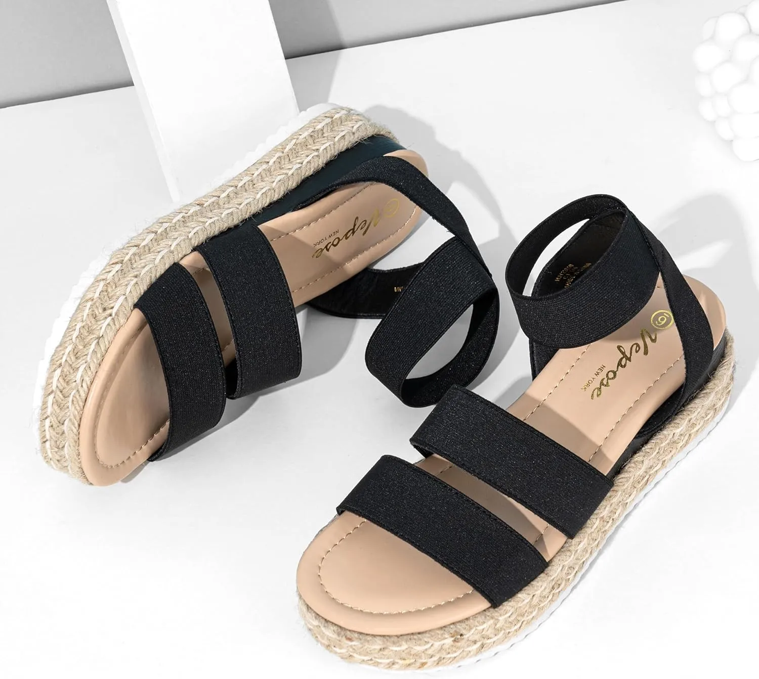 Vepose Women's 876 Cute Platform Wedge Sandals Open Toe, Espadrilles Sandals with Double Elastic Strap