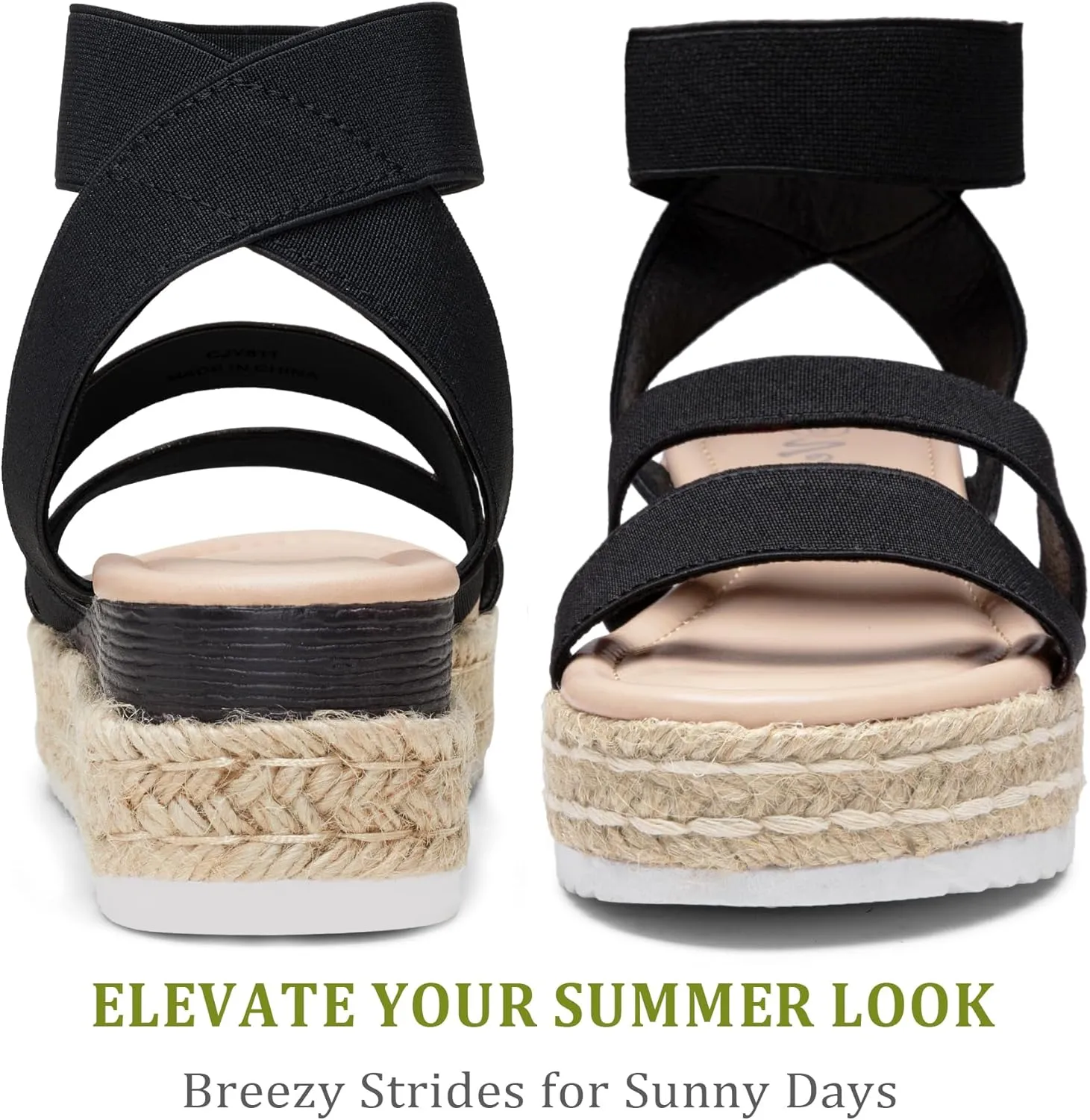 Vepose Women's 876 Cute Platform Wedge Sandals Open Toe, Espadrilles Sandals with Double Elastic Strap