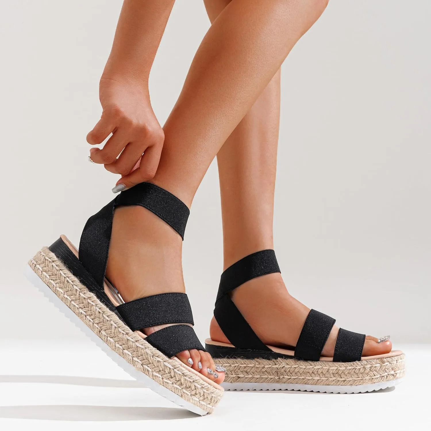Vepose Women's 876 Cute Platform Wedge Sandals Open Toe, Espadrilles Sandals with Double Elastic Strap