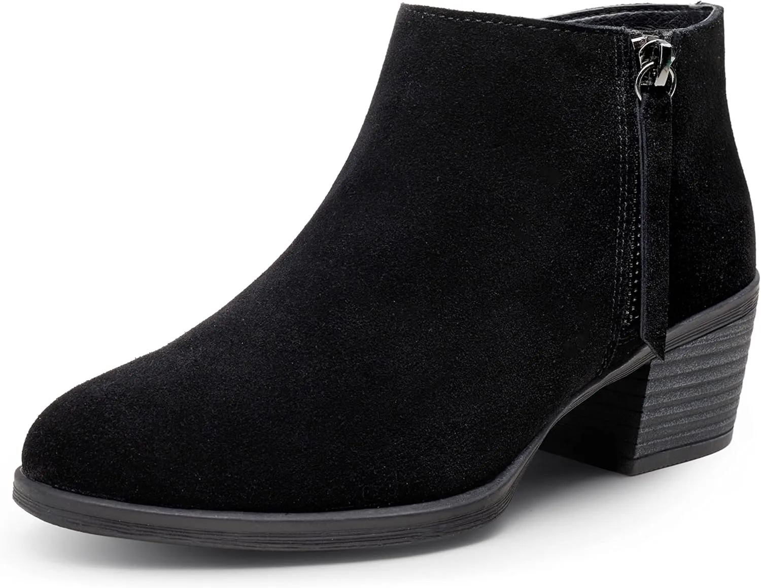 Vepose Women's 9001 Suede Leather Ankle Boots, Dressy Short Booties with Inner Zipper for Lady