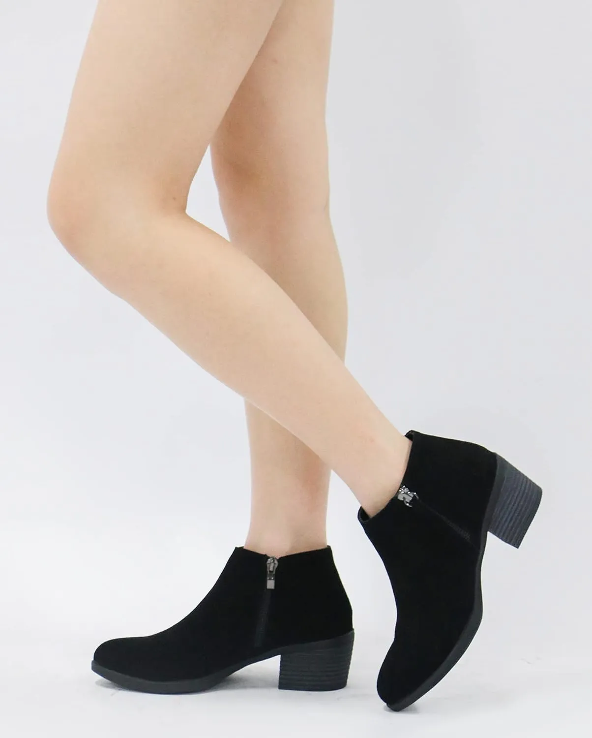 Vepose Women's 9001 Suede Leather Ankle Boots, Dressy Short Booties with Inner Zipper for Lady