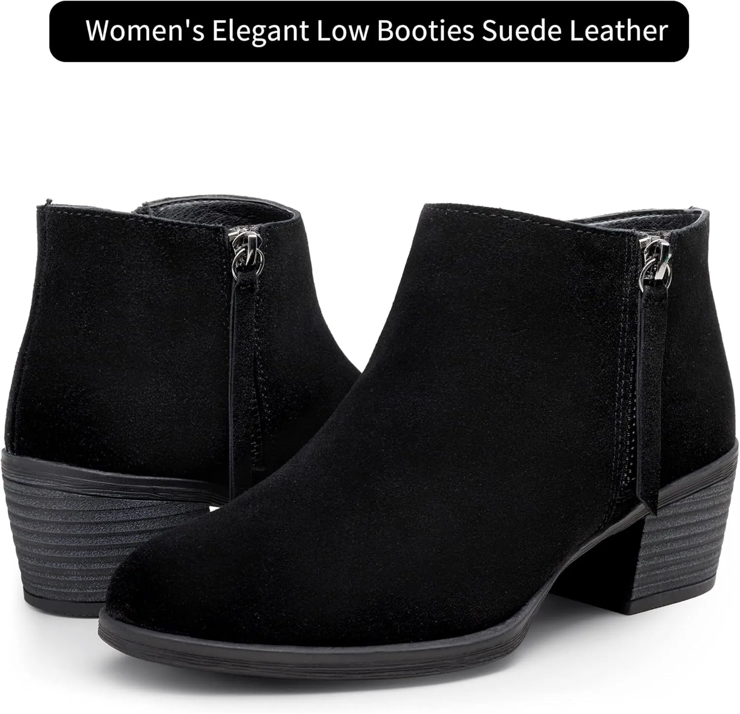 Vepose Women's 9001 Suede Leather Ankle Boots, Dressy Short Booties with Inner Zipper for Lady