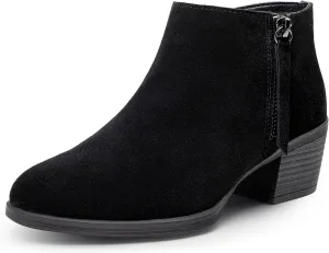 Vepose Women's 9001 Suede Leather Ankle Boots, Dressy Short Booties with Inner Zipper for Lady