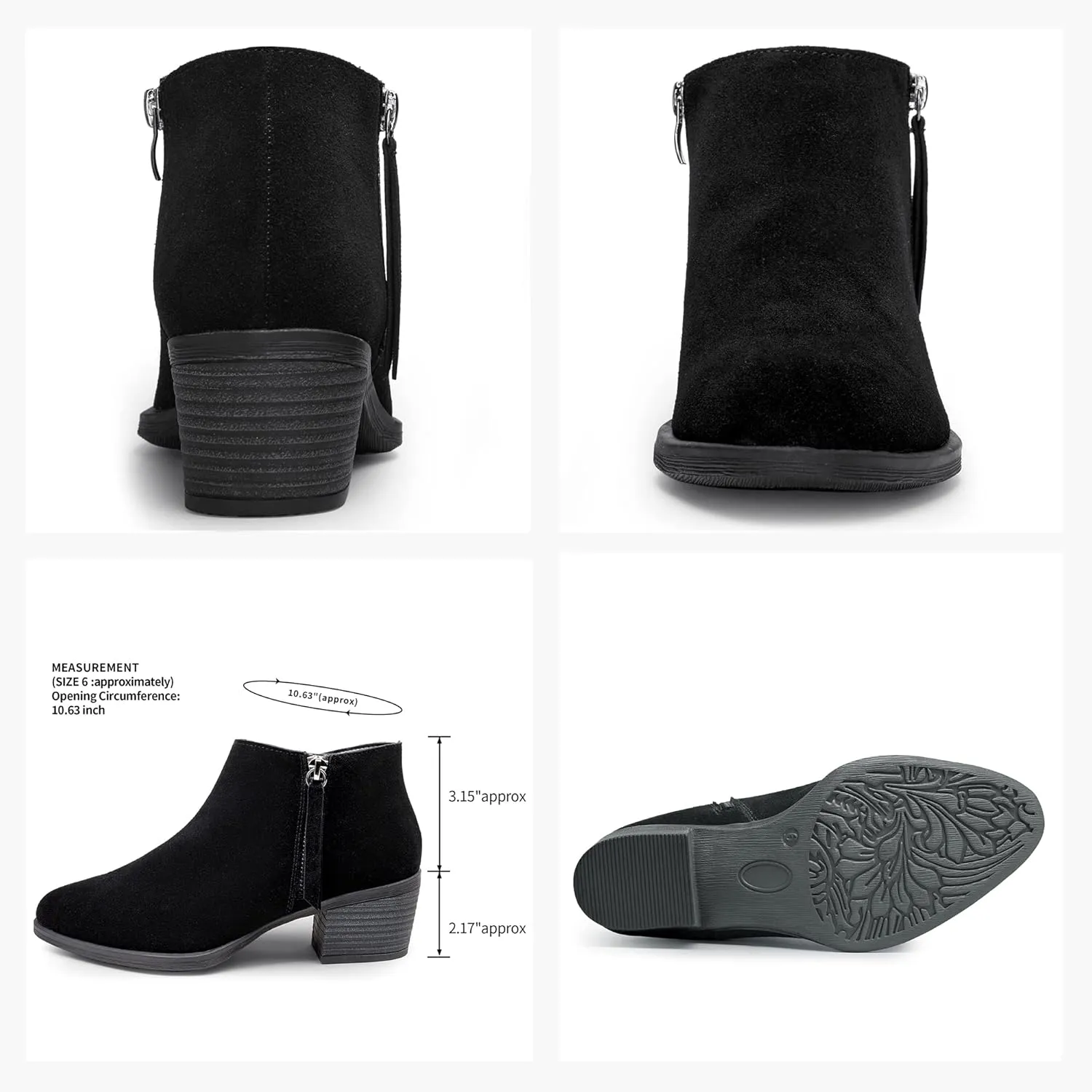 Vepose Women's 9001 Suede Leather Ankle Boots, Dressy Short Booties with Inner Zipper for Lady