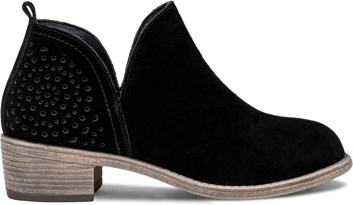 Vepose Women's Short Ankle Boots Low Heel, Western Cutout Perforated Booties