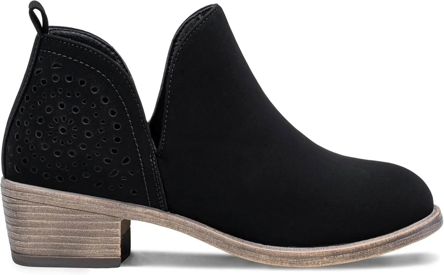 Vepose Women's Short Ankle Boots Low Heel, Western Cutout Perforated Booties