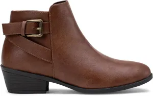 Vepose Women's Short Ankle Boots Low Heel, Western Cutout Perforated Booties