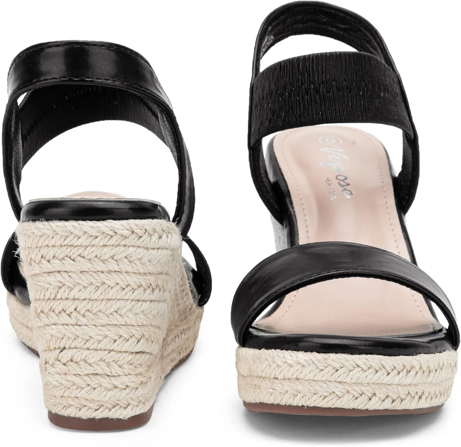 Vepose Women's Wedge Sandals Platform Espadrilles Sandals Elasitc Ankle Strap Open Toe 881 Sandals with 3.5" Inchs High Heel Summer Shoes