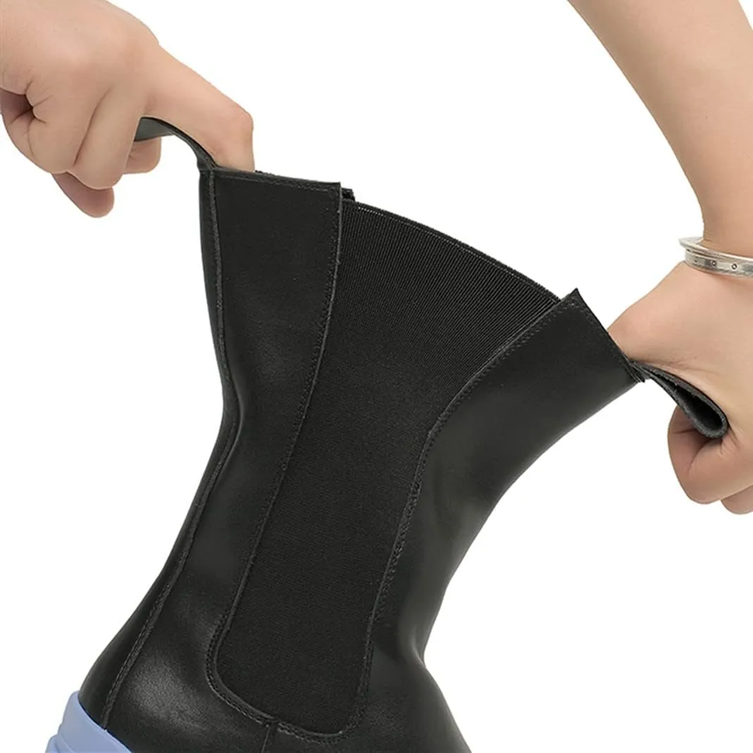 Vertundy Women's Chelsea Ankle Boots Slip On Mid Calf Chunky Platform Comfortable Pull-on Booties