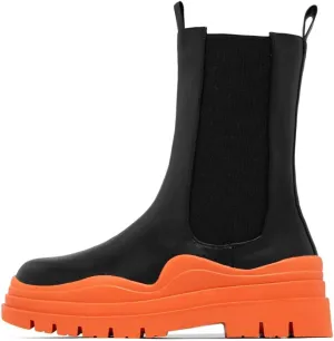 Vertundy Women's Chelsea Ankle Boots Slip On Mid Calf Chunky Platform Comfortable Pull-on Booties