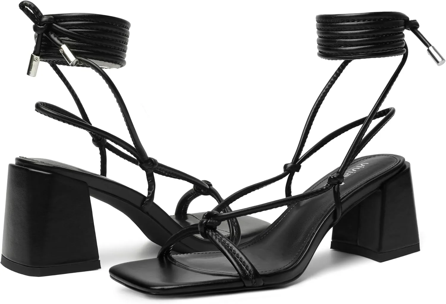 vivianly Women's Lace Up Chunky Heel Sandals Strappy Straps Ankle Wrap Heels