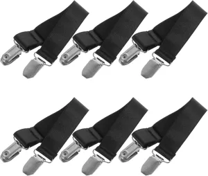 VOSAREA 6Pcs Adjustable Boot Clips Elastic Strap with Buckle for Motorcycle Riding Multi Function Pant Leg Gripper Strong Durable Design for Cargo Organization