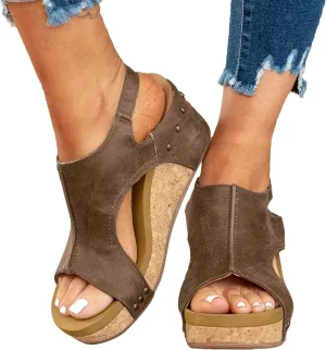 Wedge Sandals for Women 2025 Dressy Platform Open Toe Ankle Strap Espadrilles Wedge Heels Sandals Comfortable Wide Width Boho Summer Beach Sandals Ladies Wedges