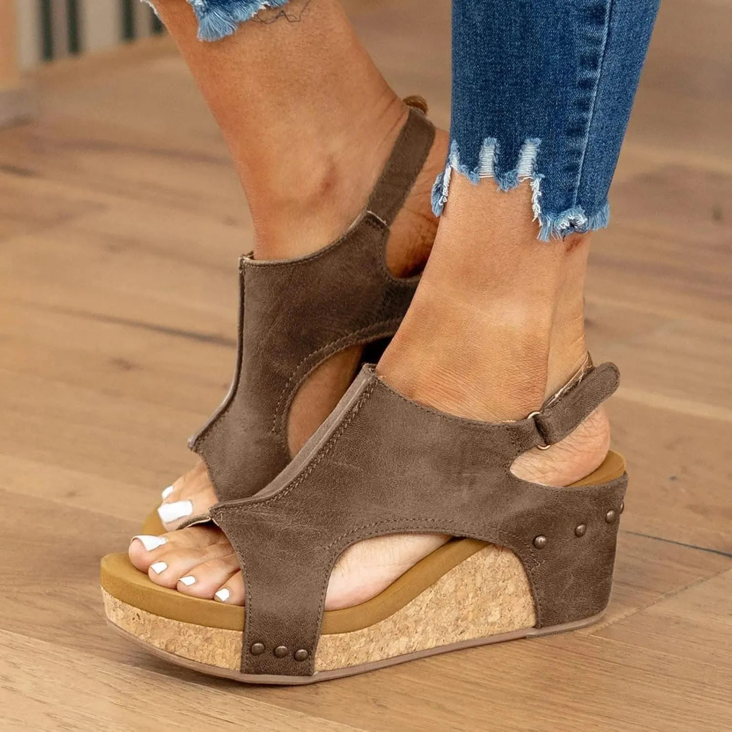 Wedge Sandals for Women 2025 Dressy Platform Open Toe Ankle Strap Espadrilles Wedge Heels Sandals Comfortable Wide Width Boho Summer Beach Sandals Ladies Wedges