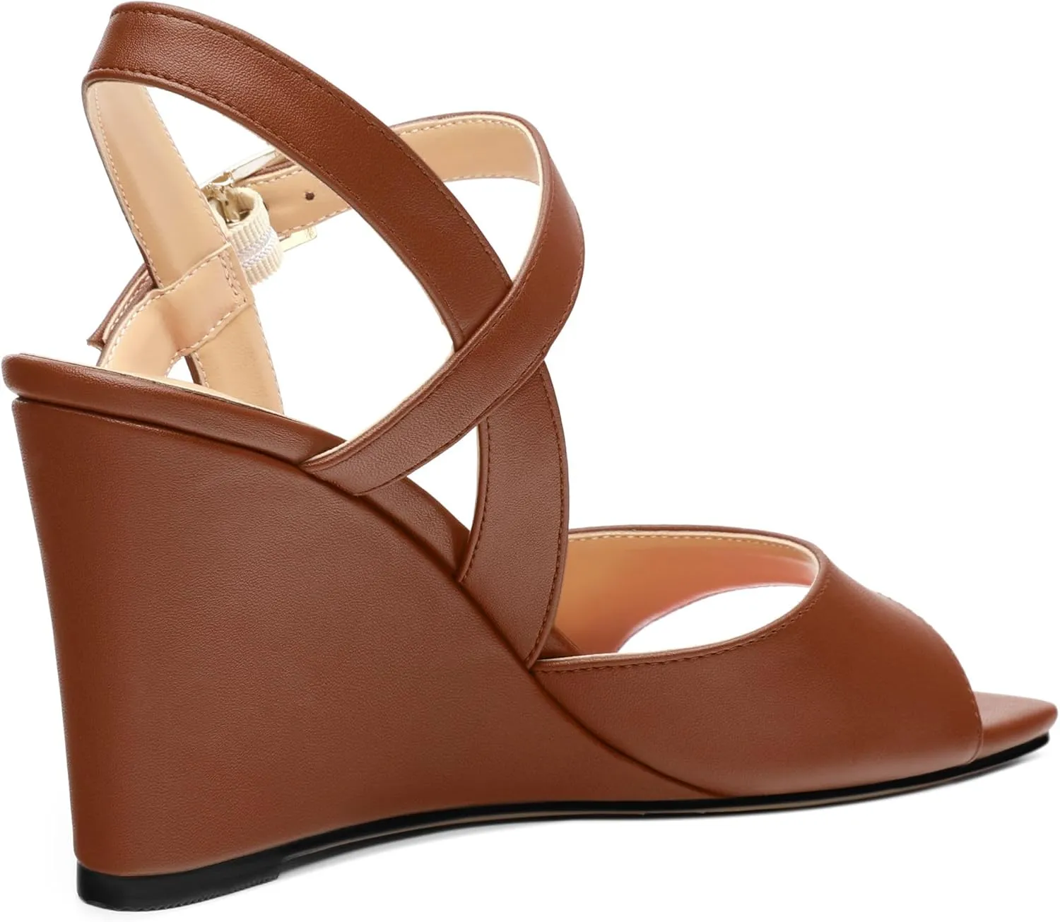 Wedge Sandals for Women, Square Open Toe Ankle Strap Adjustable Strap Matte Comfortable Casual Dating High Heeled Sandals 3.35 Inch