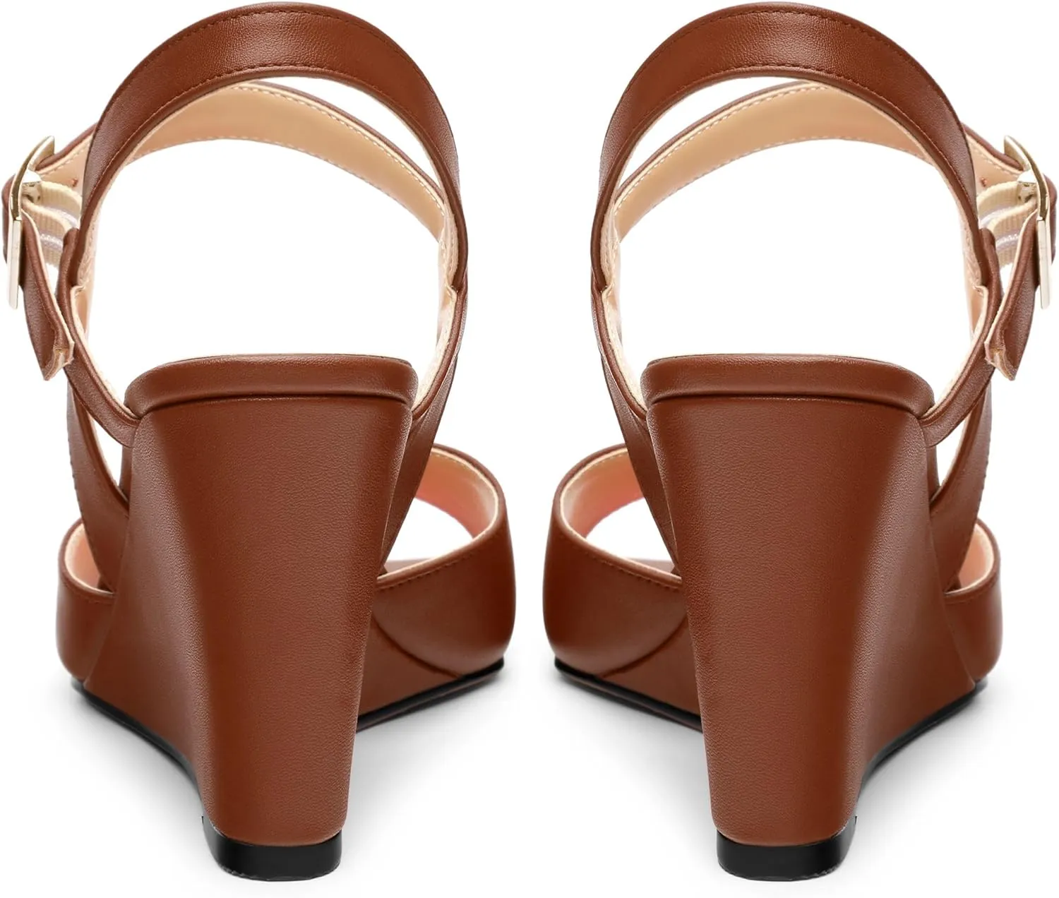 Wedge Sandals for Women, Square Open Toe Ankle Strap Adjustable Strap Matte Comfortable Casual Dating High Heeled Sandals 3.35 Inch