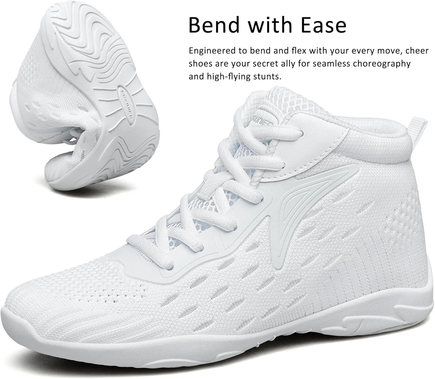 White High Top Cheer Shoes Girls Cheerleading Lightweight Shoes Dance Sneakers