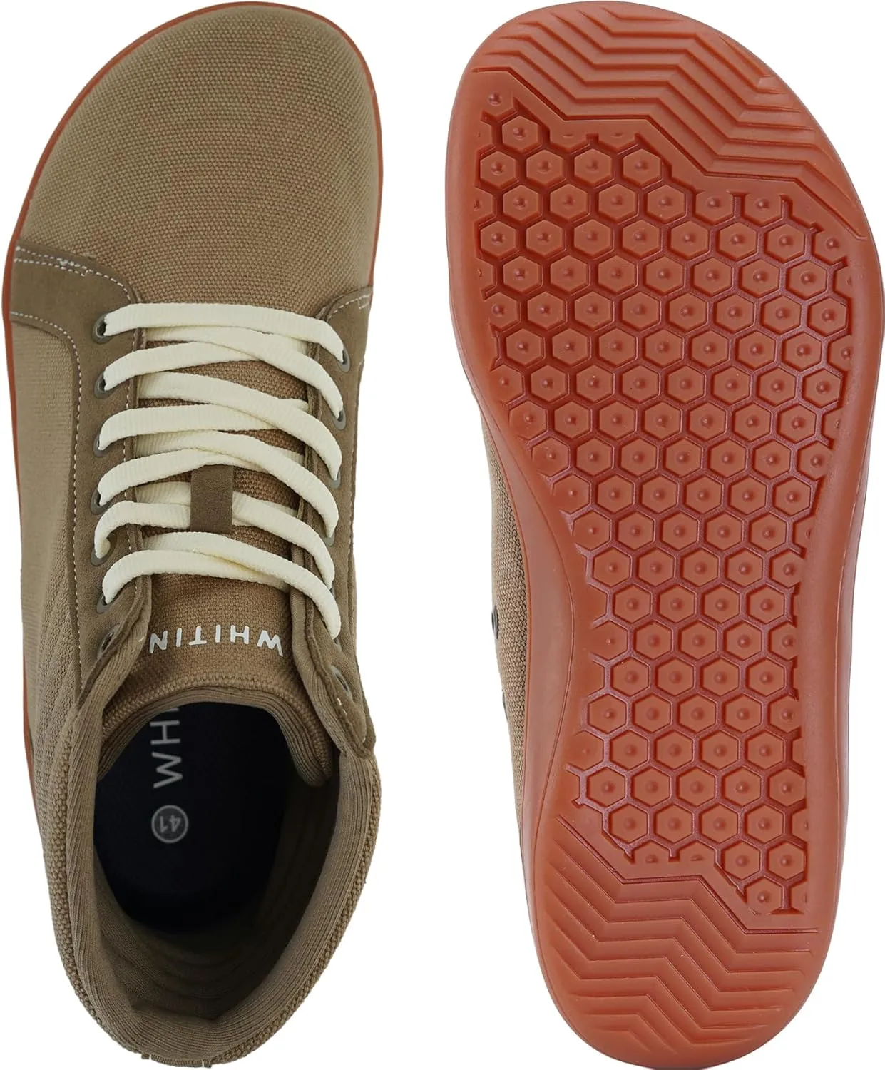 WHITIN Men's Wide Hi-top Minimalist Barefoot Sneakers | Zero Drop Sole | Cushioned Ankle Support