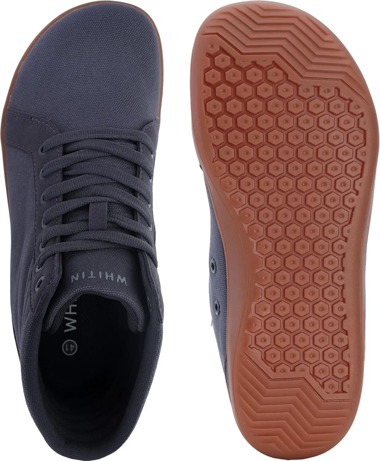 WHITIN Men's Wide Hi-top Minimalist Barefoot Sneakers | Zero Drop Sole | Cushioned Ankle Support