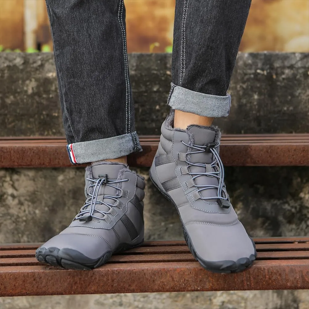 Winter Hike Barefoot Snow Boots Womens Men Minimalist Boots with Wide Toe Box Short Ankle Booties Anti-Slip Barefoot Zero Drop Boot Women for Walking Outdoor