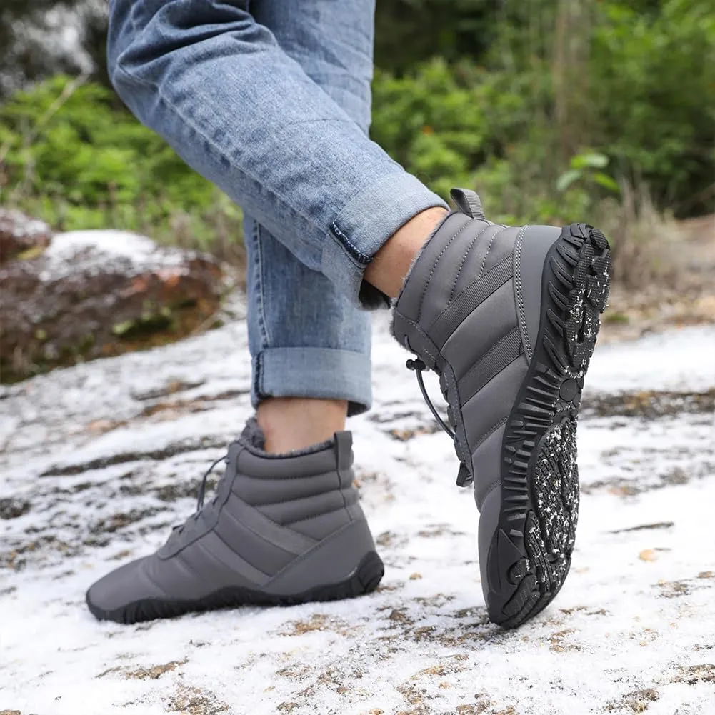 Winter Hike Barefoot Snow Boots Womens Men Minimalist Boots with Wide Toe Box Short Ankle Booties Anti-Slip Barefoot Zero Drop Boot Women for Walking Outdoor