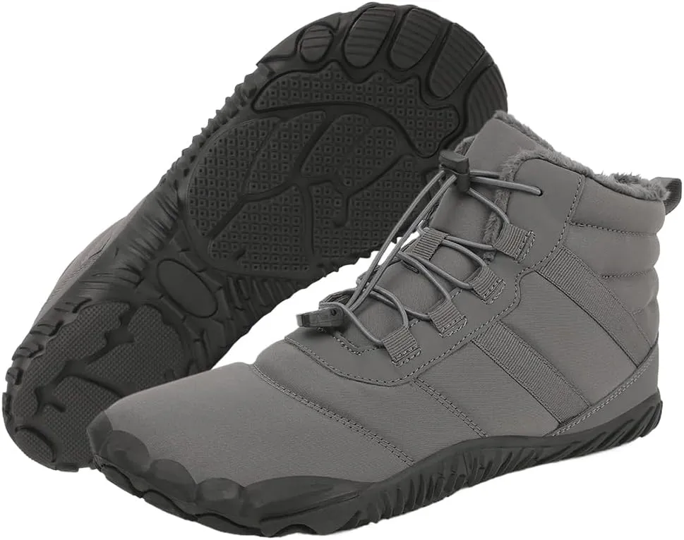 Winter Hike Barefoot Snow Boots Womens Men Minimalist Boots with Wide Toe Box Short Ankle Booties Anti-Slip Barefoot Zero Drop Boot Women for Walking Outdoor