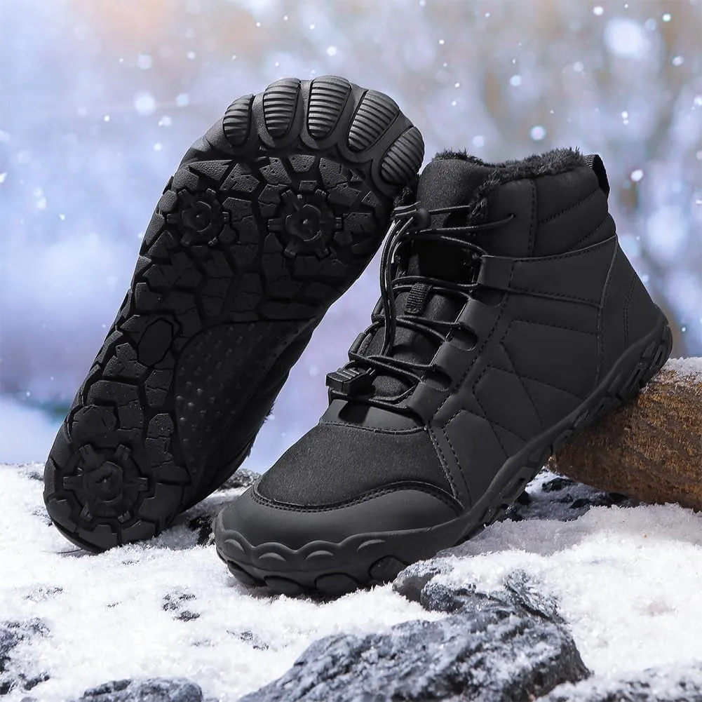 Winter Hike Barefoot Snow Boots Womens Men Minimalist Boots with Wide Toe Box Short Ankle Booties Anti-Slip Barefoot Zero Drop Boot Women for Walking Outdoor