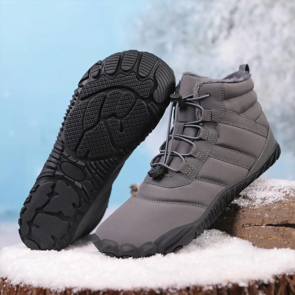 Winter Hike Barefoot Snow Boots Womens Men Minimalist Boots with Wide Toe Box Short Ankle Booties Anti-Slip Barefoot Zero Drop Boot Women for Walking Outdoor